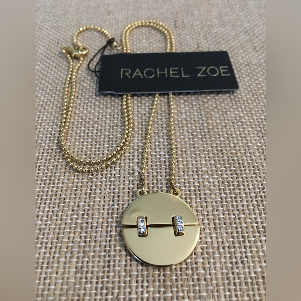 NWB $125 Rachel Zoe Kate Pendant Necklace 14k Gold-plated w CZ Details~ STUNNING